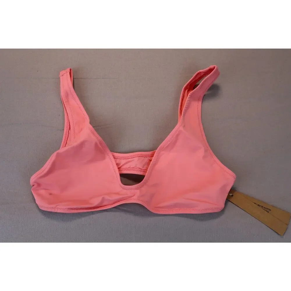 NEW Skims Signature Swim Plunge Bikini Top Melon Pink Beach Summer Surf Size M